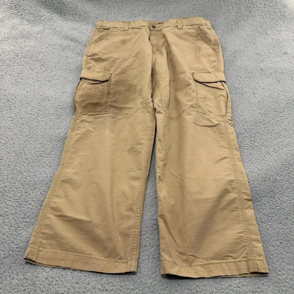 Carhartt Cargo Pants Mens Relaxed Fit Ripstop Tan Khaki 42x32 Workwear Utility